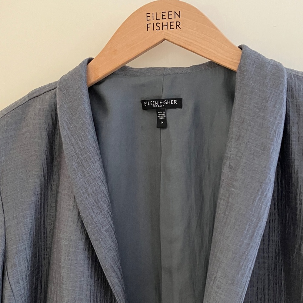 Wonderful Eileen Fisher High Collar Silk Jacket - Picture 2 of 12